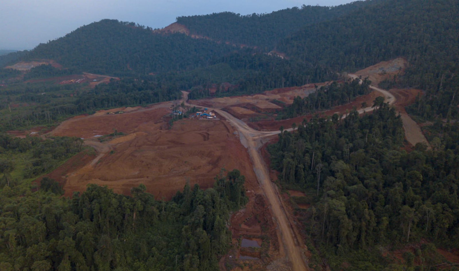 Aerial photograph of land being cleared for a nickel mine in North Morowali. 