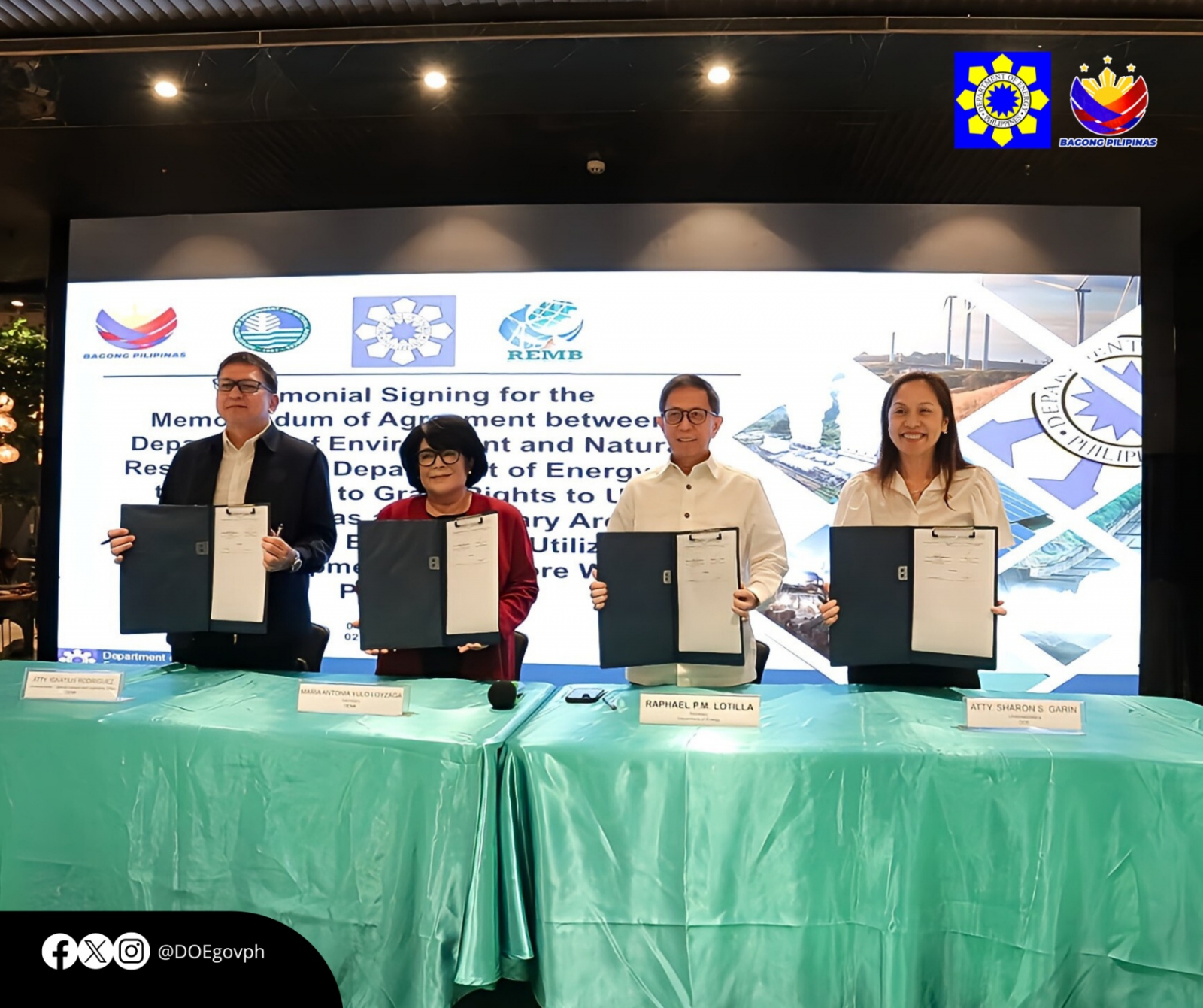 Philippine DOE and DENR Signed Memorandum of Agreement to Ease Wind Farm Exploration Regulations.