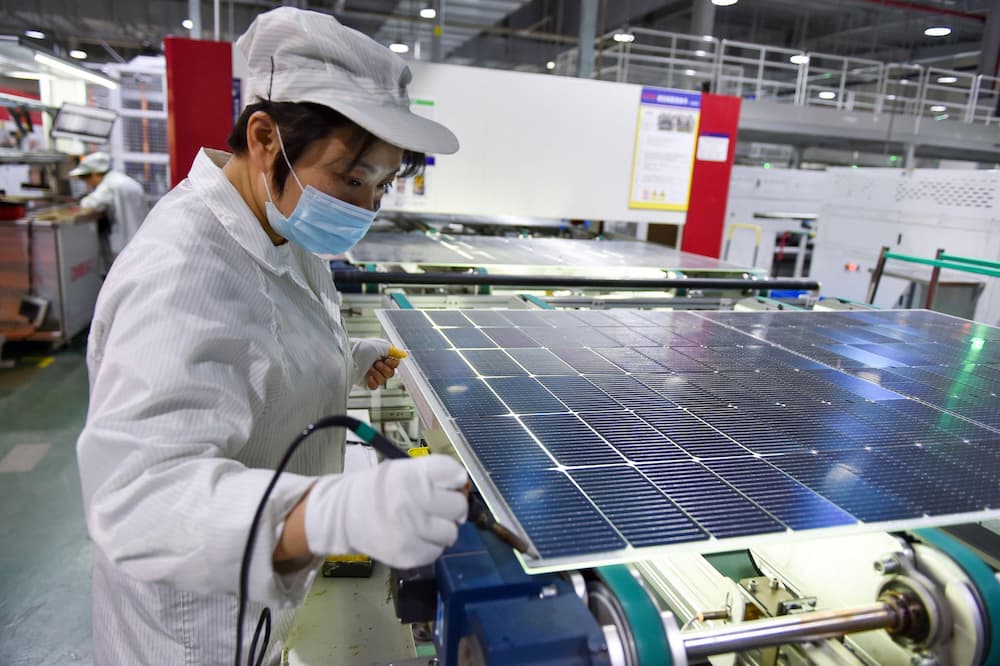 Inside a solar cell factory in east China’s Jiangsu province. Chinese companies make most of the solar panels used in Southeast Asia, though Thailand has emerged as a manufacturing hub in recent years