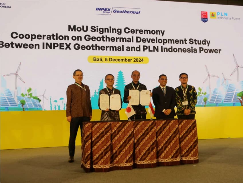 MoU was signed for a joint geothermal development study between INPEX and PT PLN in Bali, Indonesia. 