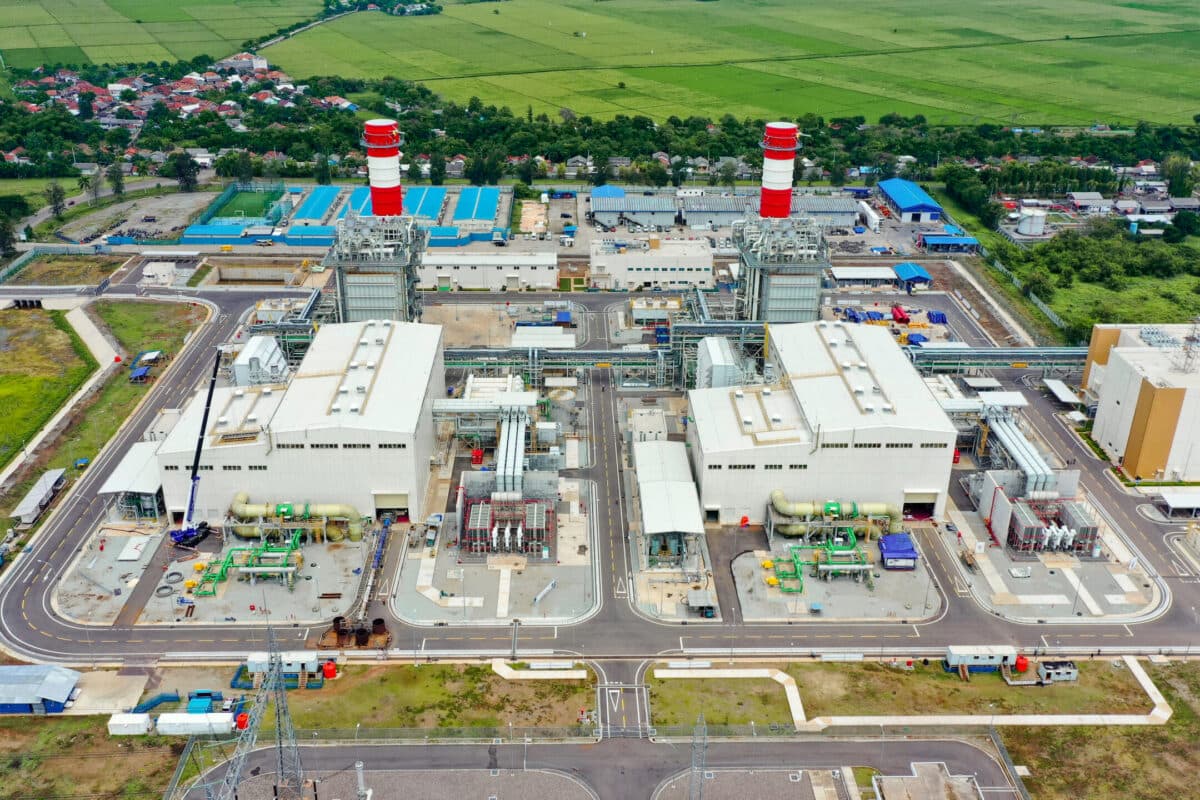 Aerial view of the Java-1 Steam Gas Power Plant or PLTGU in Karawang, the largest integrated power plant in Southeast Asia.