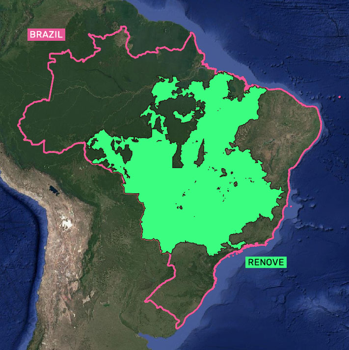MyCarbon and Ambipar register a project to generate carbon credits in 41% of Brazil’s territory, even in urban areas such as the cities of Cuiabá and Brasília. Source: Verra and Brazil’s Institute of Geography and Statistics (IBGE).