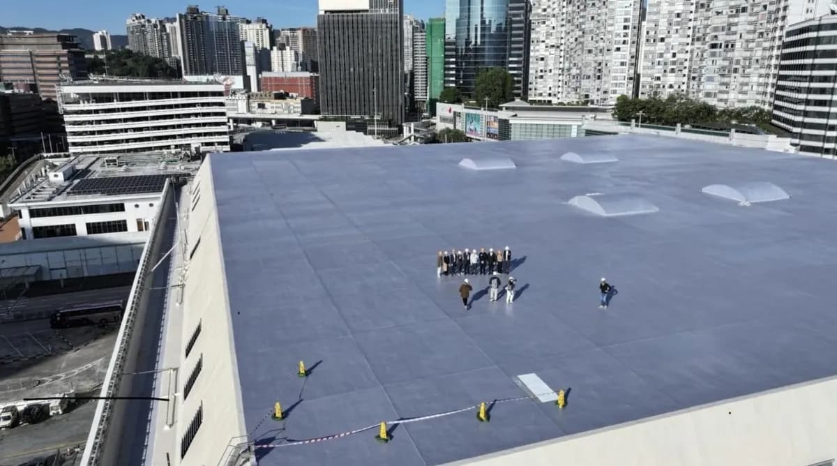 The Hong Kong Coliseum's rooftop and side walls have been coated with i2Cool's cooling paint. Image Credits: i2cool