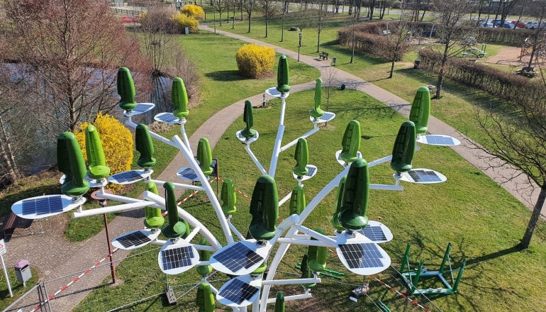 New World Wind’s “wind trees” generate dual green energy discreetly